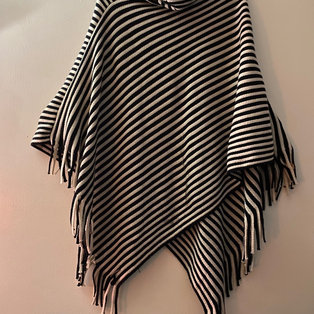 Vowel Neck Poncho Sweater